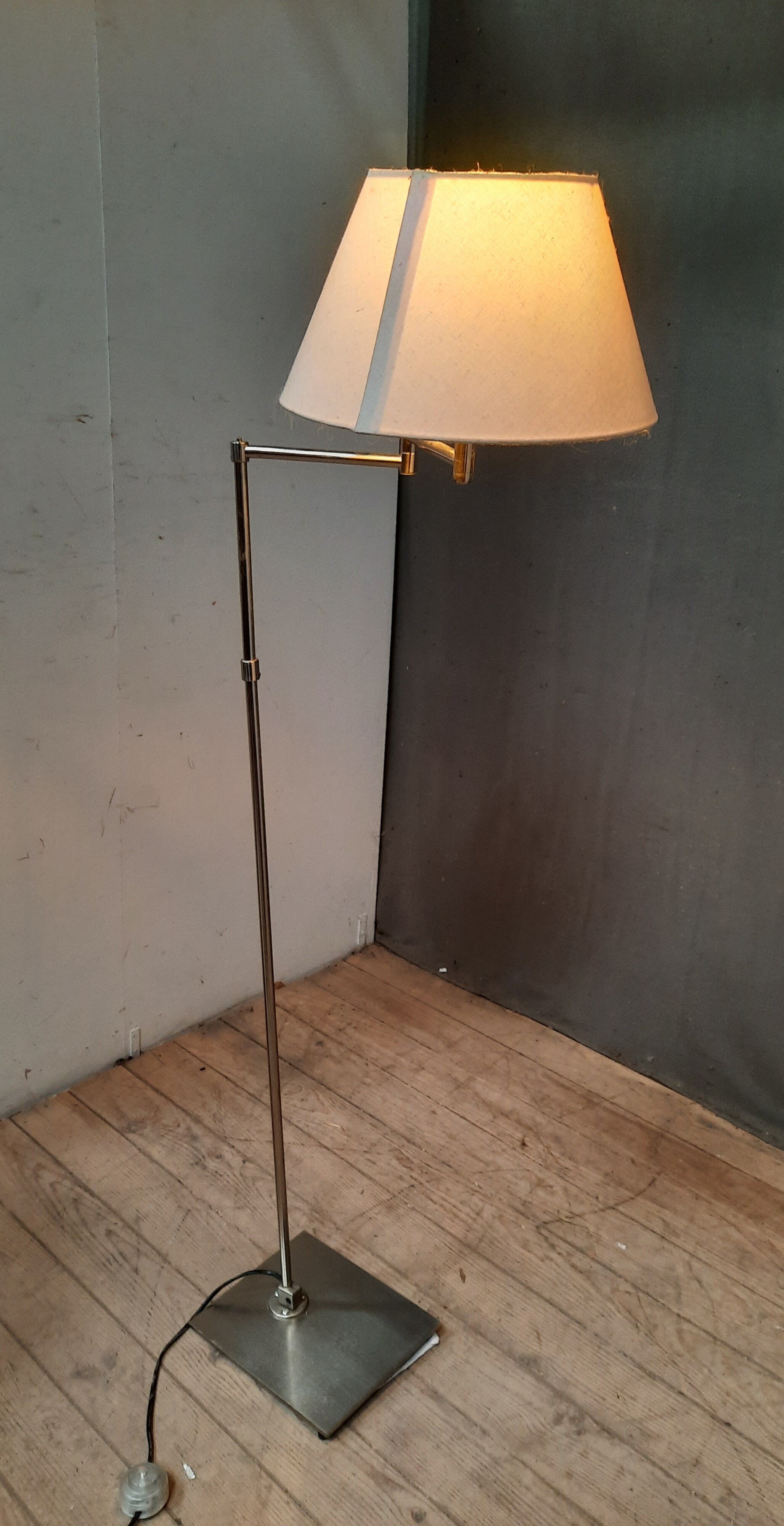 Brushed steel standing lamp