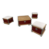 Industrial coffee table and stools