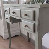 Console en merisier style Louis XV couleur vert lichen