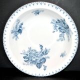 Plat creux, saladier à décor de fleurs bleues u&c Sarreguemines, service "Flore"