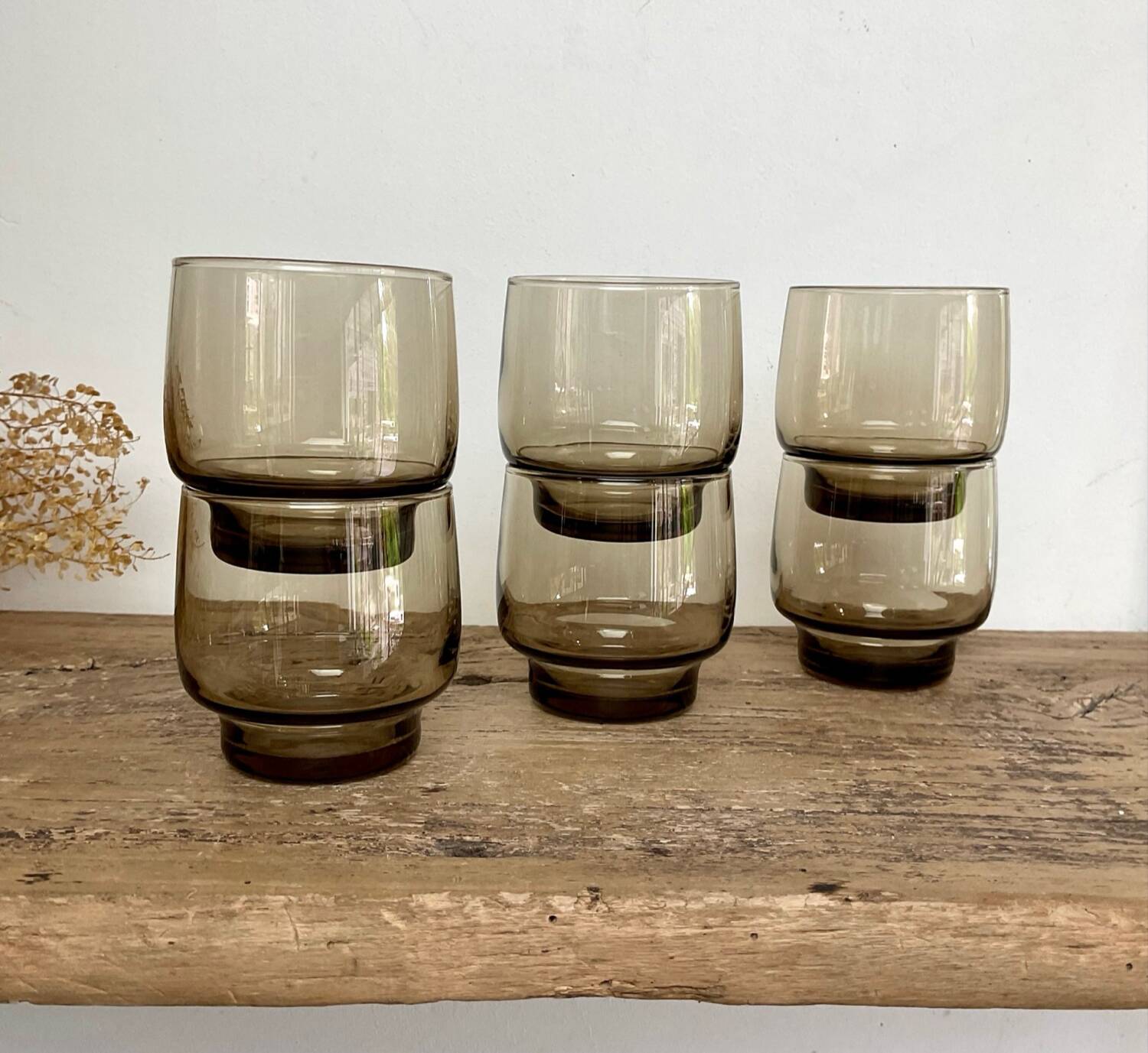 6 petits verres LUMINARC France verre fumé