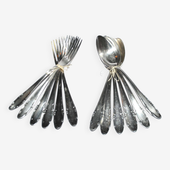 Set of 12 silver-plated table cutlery DEETJEN 100 vintage modernist 1950-60