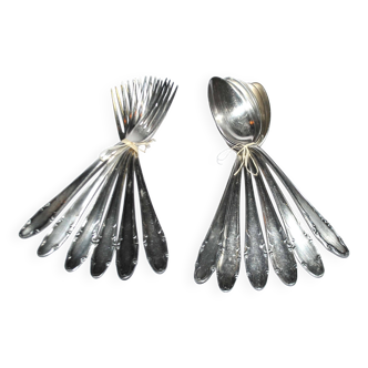Set of 12 silver-plated table cutlery DEETJEN 100 vintage modernist 1950-60