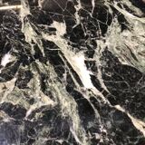 Pair of vintage brass and green marble side tables