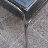 Vintage side table in smoked glass and chromed metal – 70s