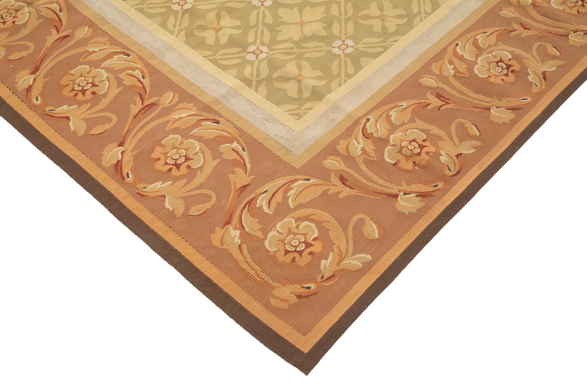 Handmade European Vintage Aubusson Kilim 260 cm x 363 cm