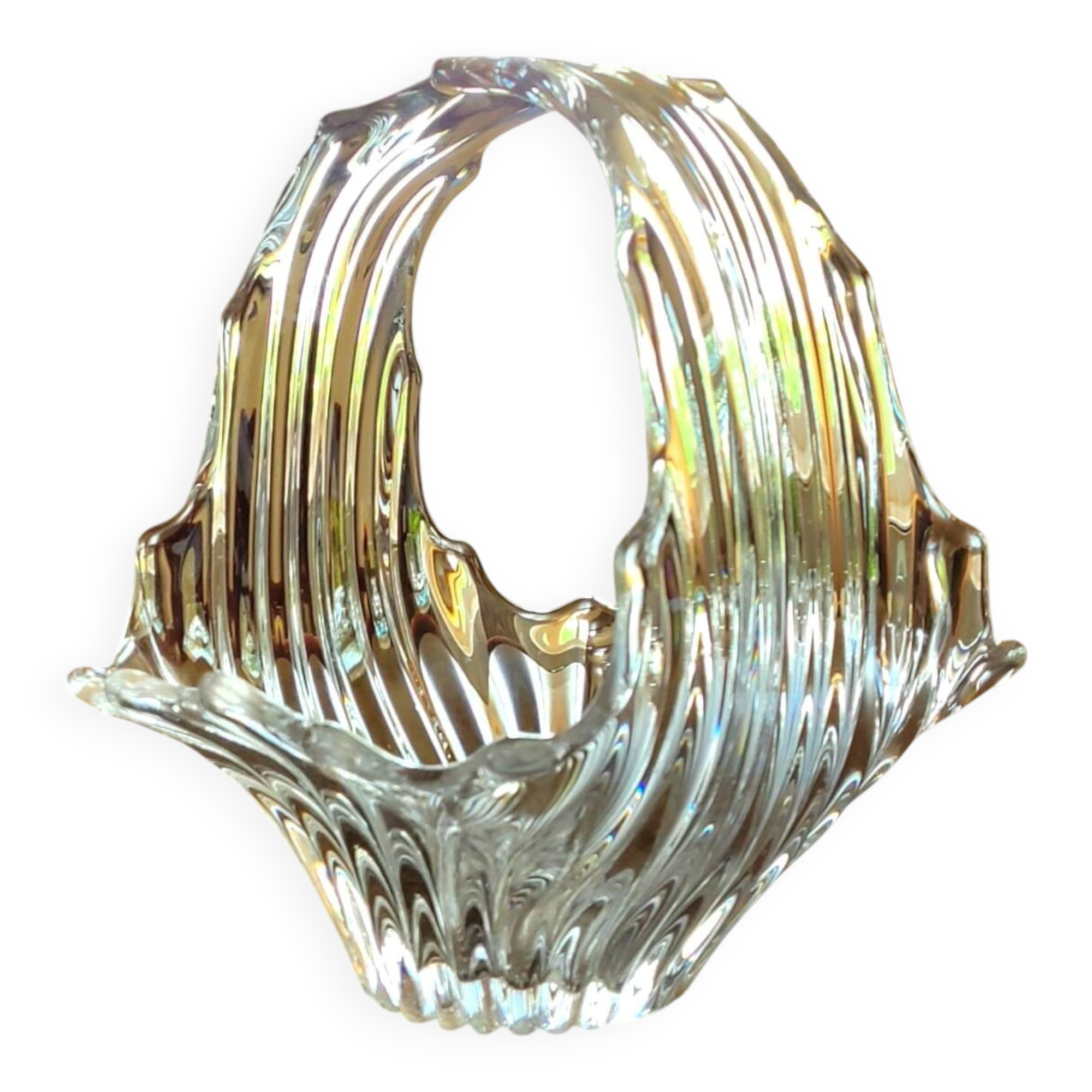 Vintage crystal art table centre vase bowl decoration basket