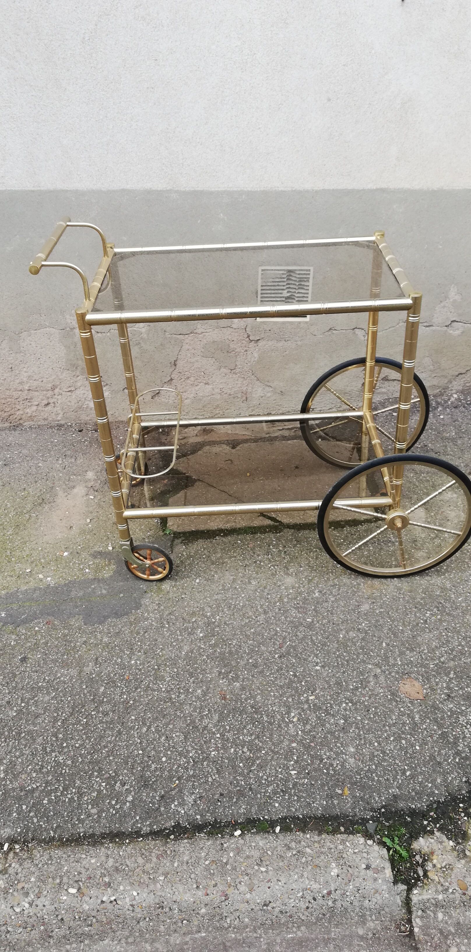 Vintage brass service 4 wheels