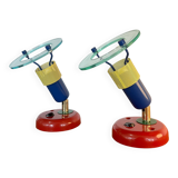 Pair of 90s multi-colored wall lights