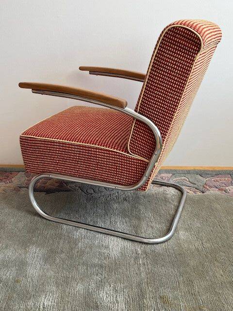 Cantilever Tubular Steel Armchair FN24 by Mücke-Melder, 1940-50s