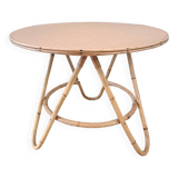 Vintage round bamboo and rattan table