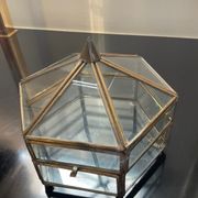 Vide poche vintage boîte à bijoux en laiton et verre