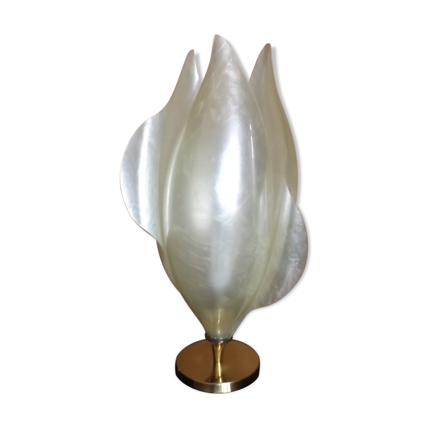 Floral lamp brass flower Laurent Rougier 1970
