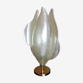 Lampe florale fleur laiton Laurent Rougier 1970 vintage