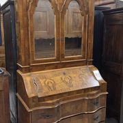 Venetian style Louis XV scriban secretary in marquetry walnut.