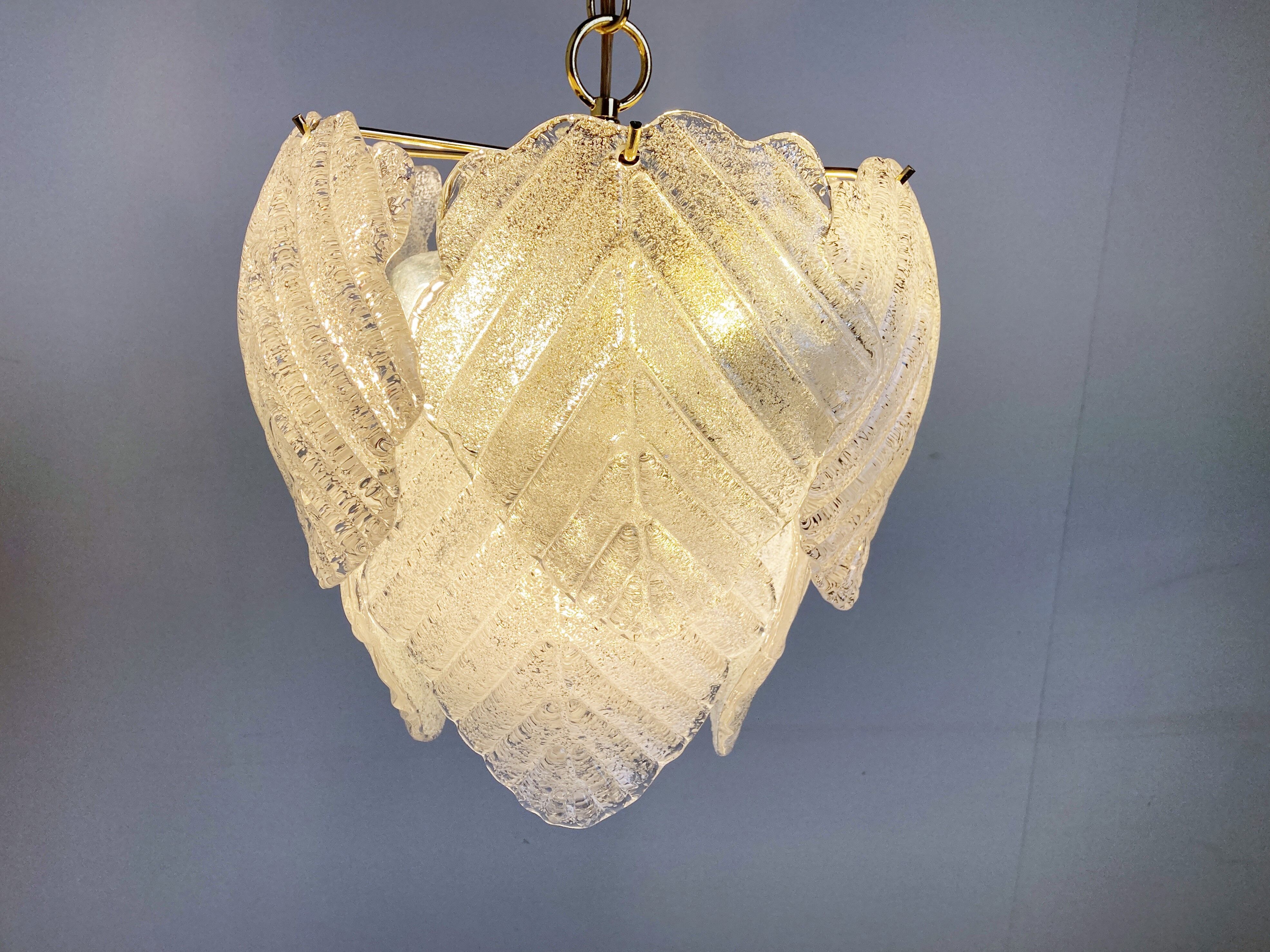 Vintage murano leaf chandelier, 1970s