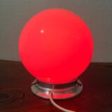 Small opaline globe table lamp with aluminum base