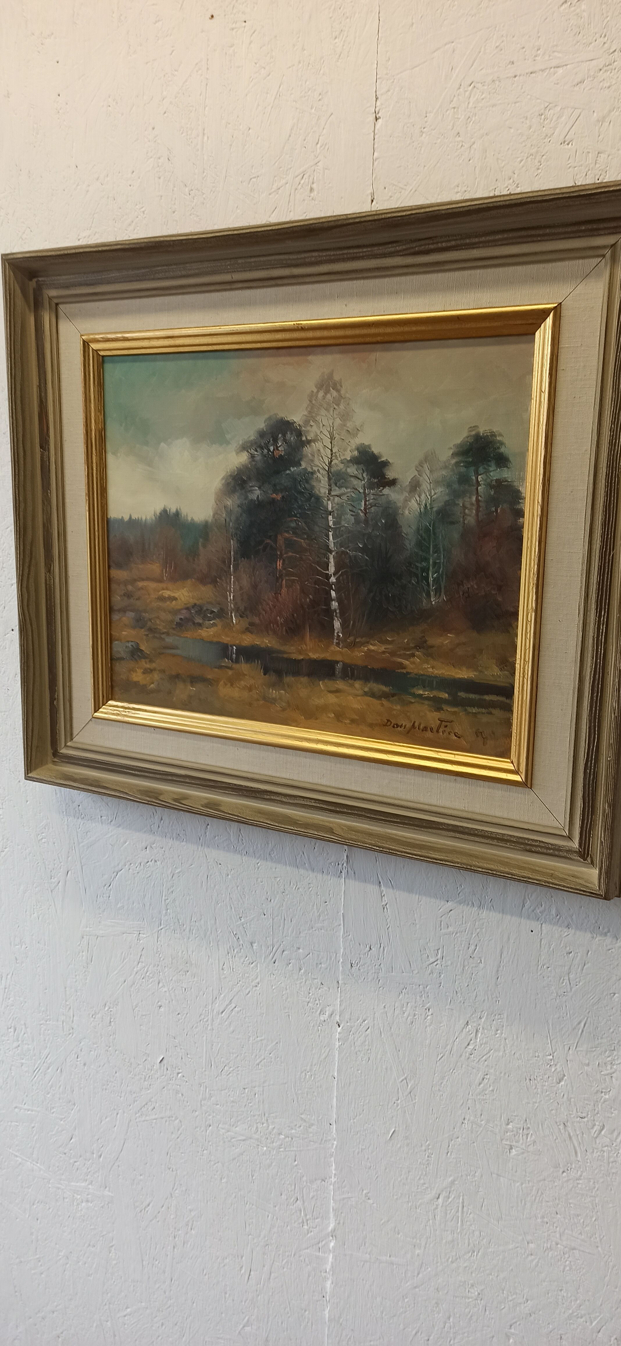 Huile sur toile. Paysage forestier par Dan Martin Masell (1910-1999).