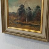 Oil on canvas. Forest landscape by Dan Martin Masell (1910-1999).