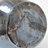 Black pearl glaze ceramic pitcher by Reinhold Rieckmann signed