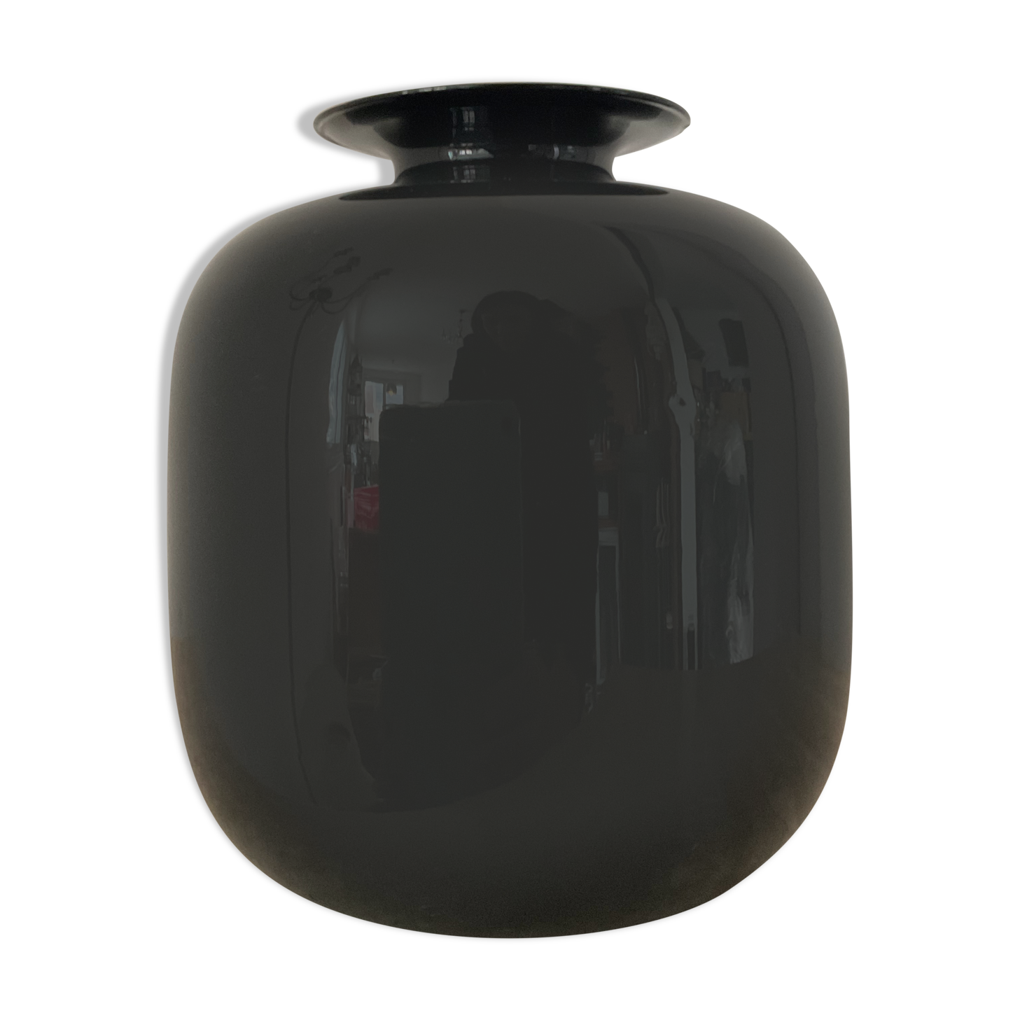 Vintage vase in black opaline 60s-70s