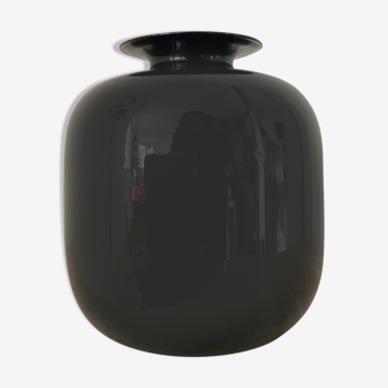 Vase vintage en opaline noir années 60-70