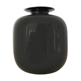 Vase vintage en opaline noir années 60-70