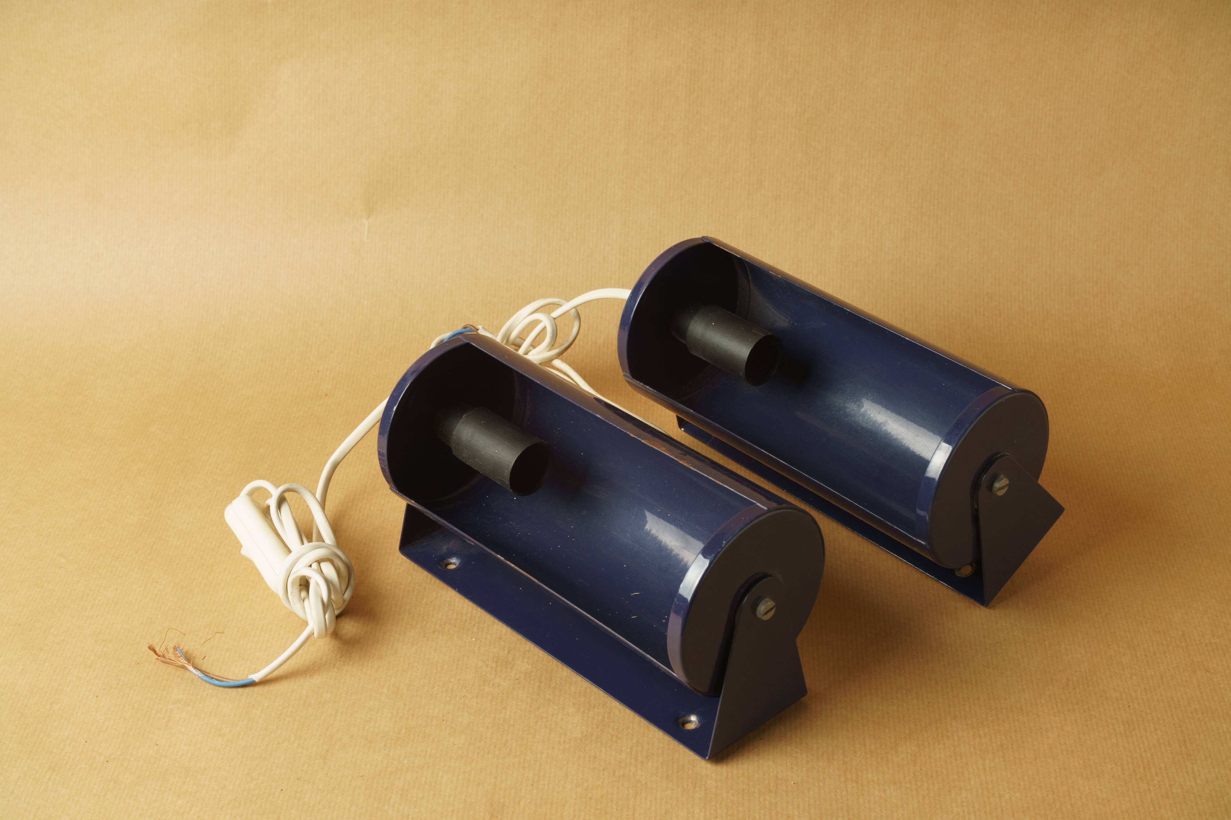 Pair of wall lamps Ikea V413 navy blue vintage design 1980