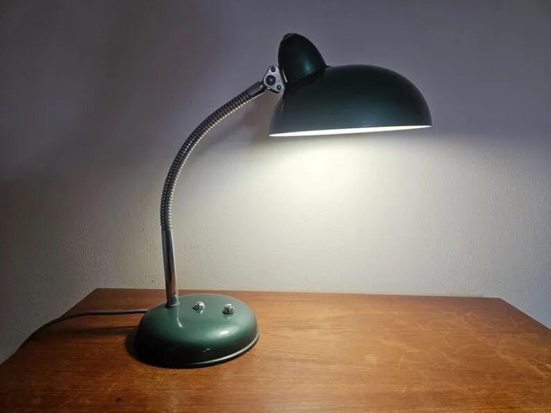 Very Rare Midcentury Industrial Table or Desk Lamp Helo Leuchten, Germany, 1950s