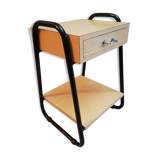 Steel and wood bedside table