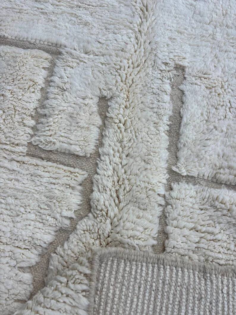 Tapis marocain beni ourain en laine 200x300 cm– grand tapis berbère – Tapis Berbère fait main en laine – décoration salon bohème chic