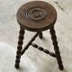 Antique turned wooden tripod stool