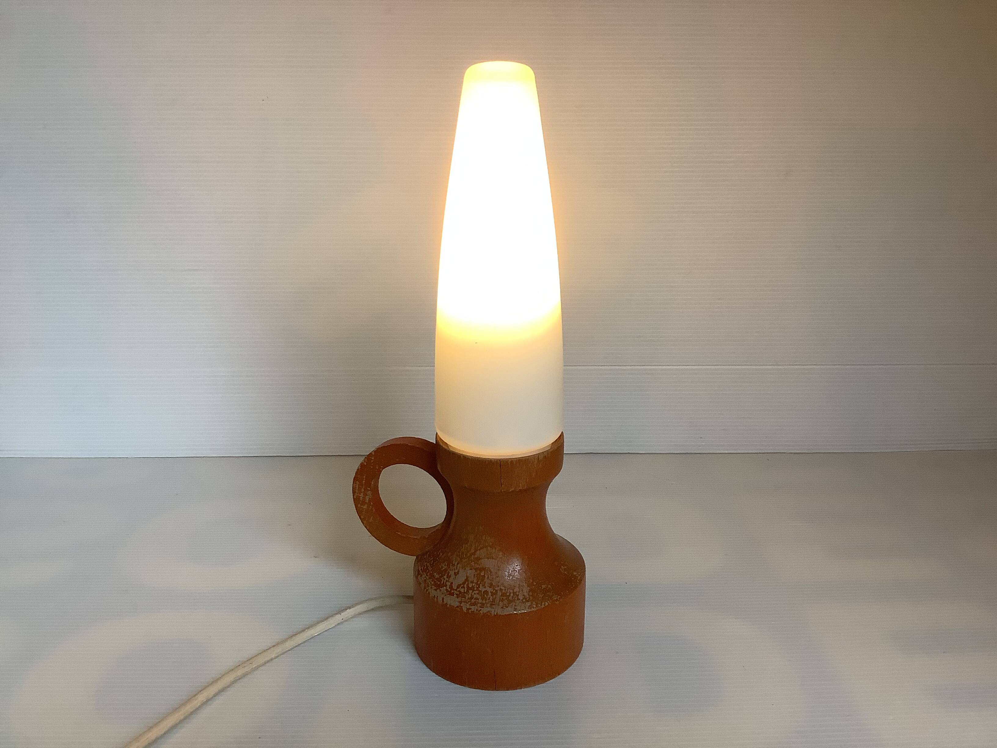Scandinavian orange wooden lamp