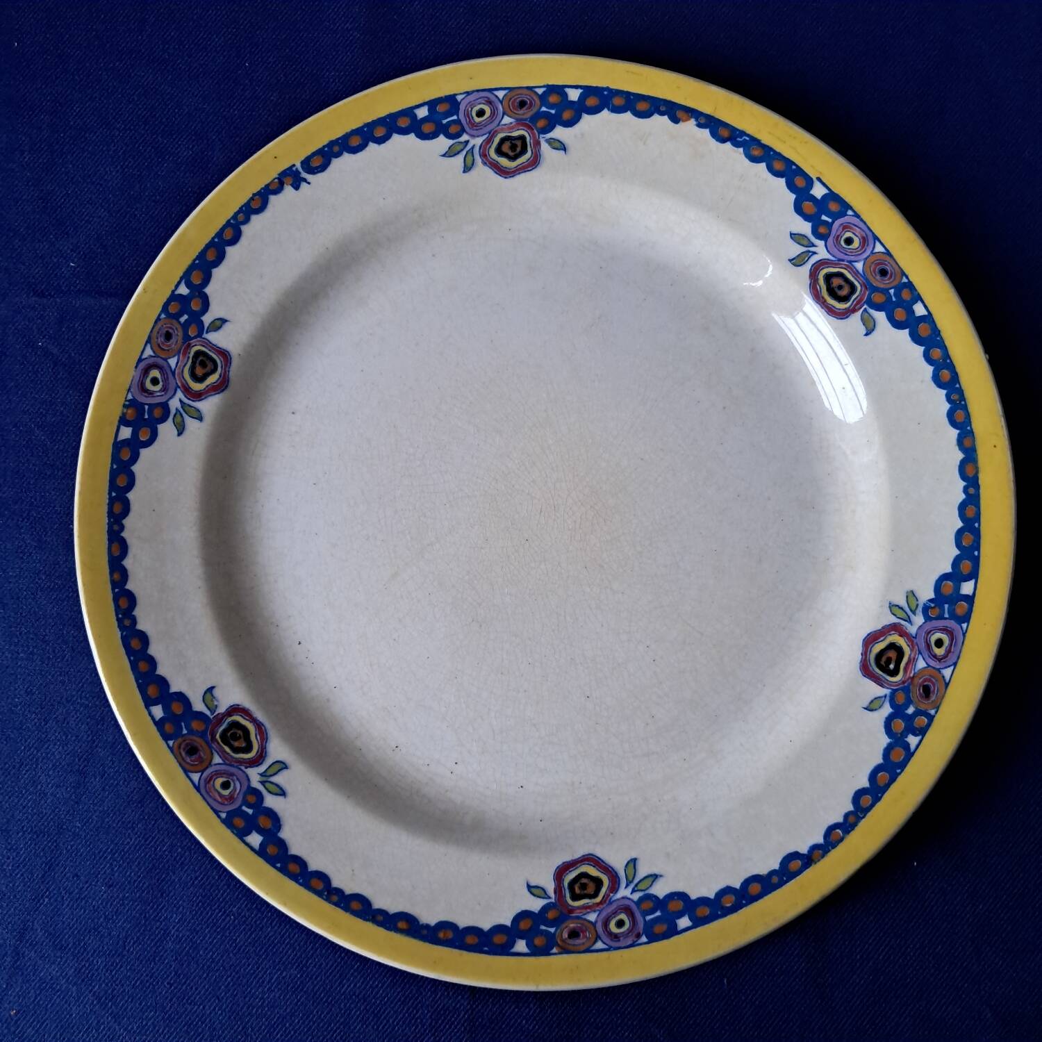 Round plate Boch Frères La Louvière. Belgium. Vintage.