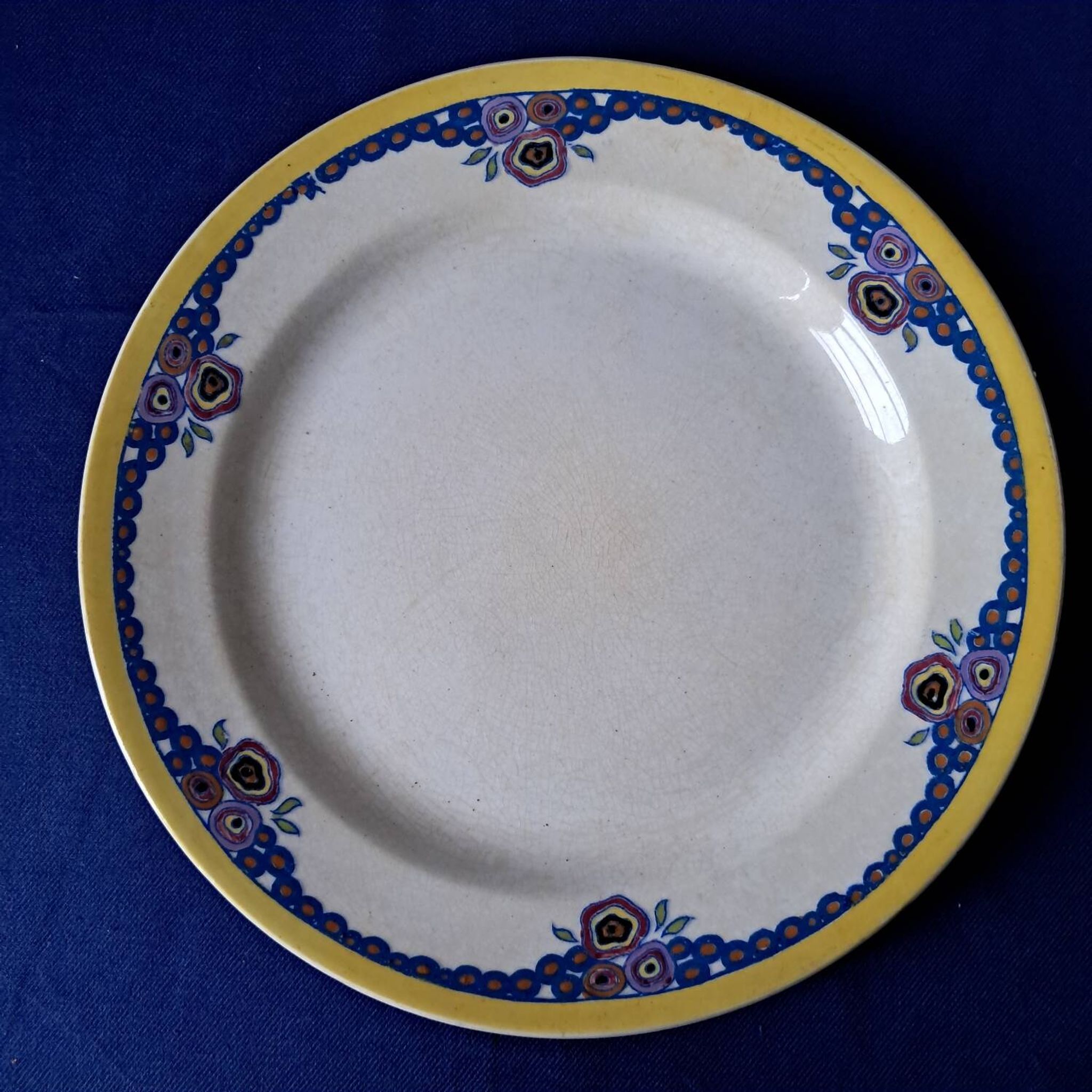 Round plate Boch Frères La Louvière. Belgium. Vintage.
