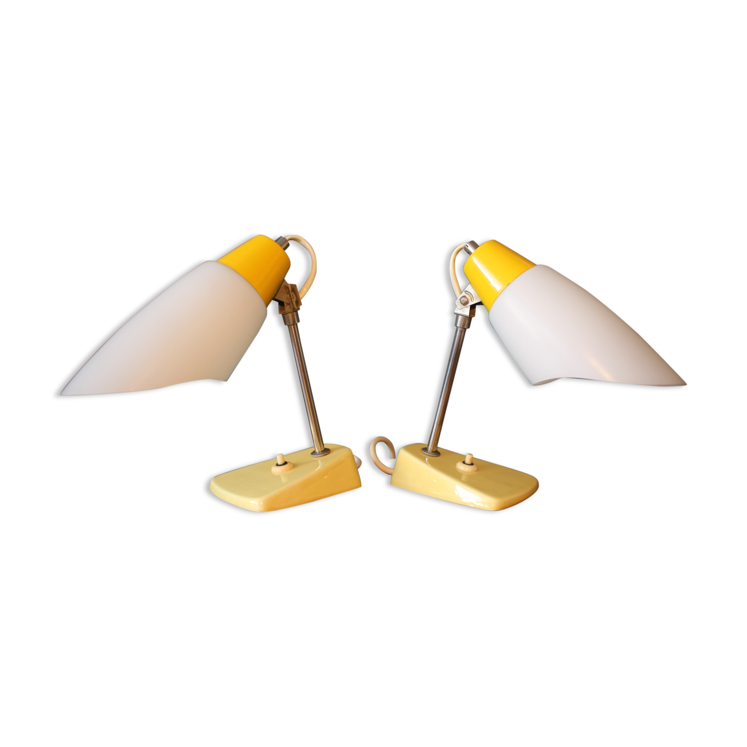 Ensemble de deux lampes de table Kamenický Šenov années 1960.