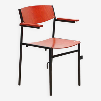 Chaises Gijs van der Sluis rouge avec accoudoirs