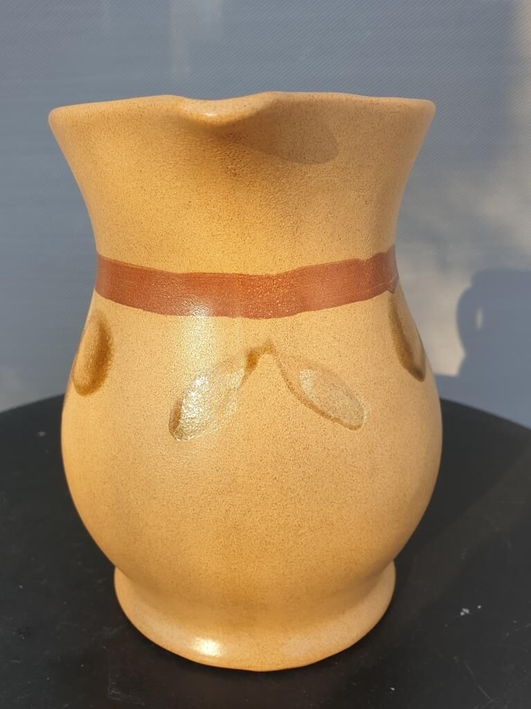 Sandstone pitcher decorated hand Nadège de Sarreguemines 1970