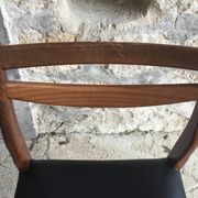 Pair of Scandinavian chairs Ameublement NF black imitation leather and teak - 1960