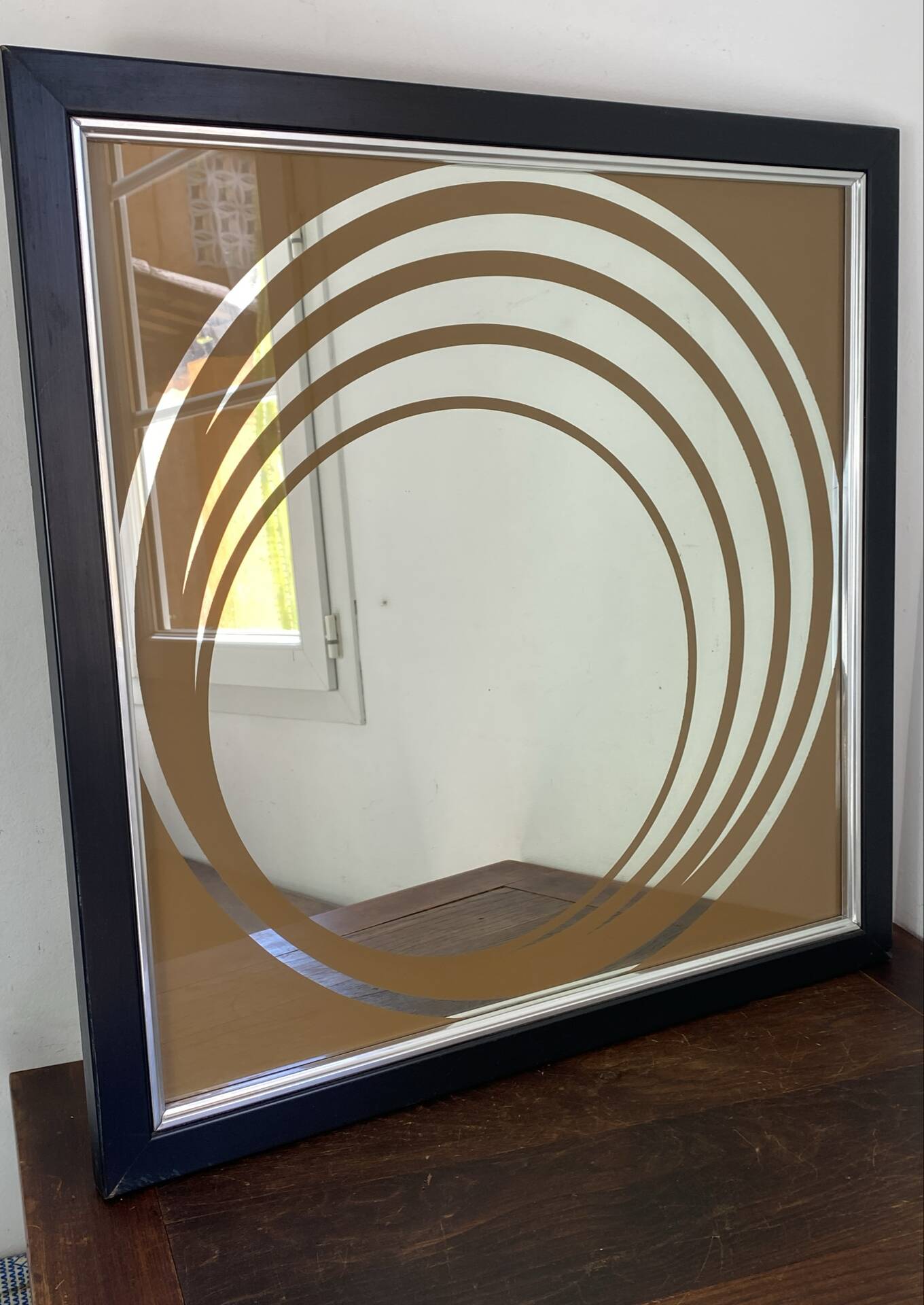Grand miroir  Op Art, années 70,  Made in England