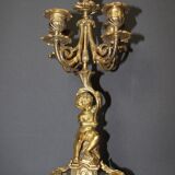 Pair of Gilt Bronze Cherub Candlesticks, Late 19th Century