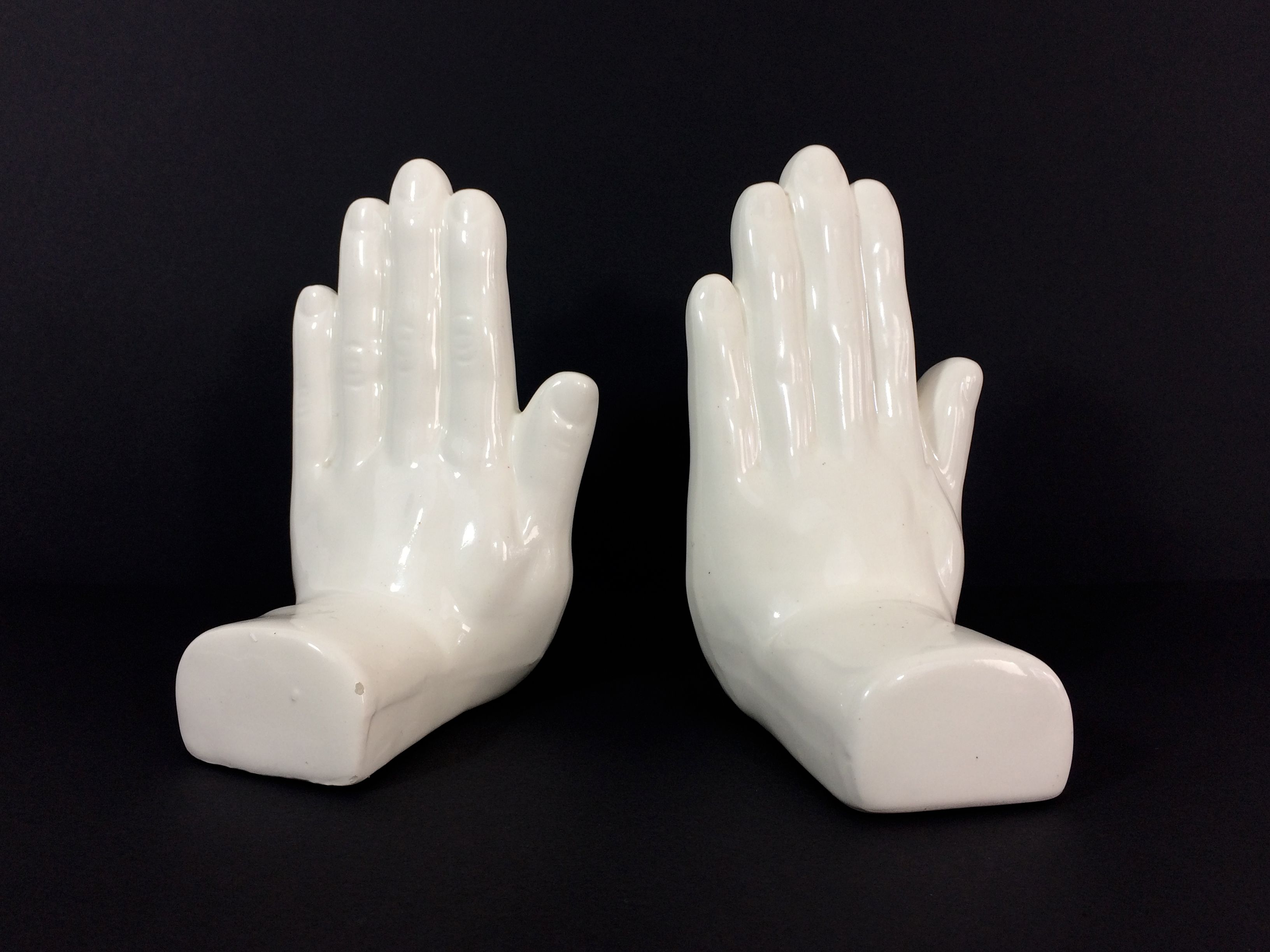 Pair of vintage bookends in white ceramic