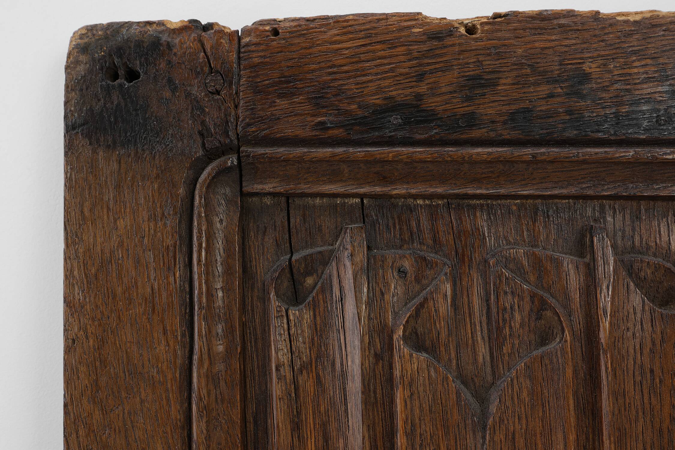 Early 16th Gothic century carved oak relief panel, France