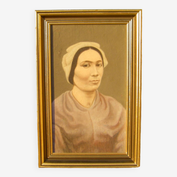 Portrait d'une femme bretonne à l'huile