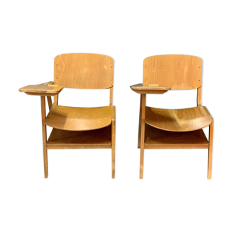 Lot de deux chaises écritoire