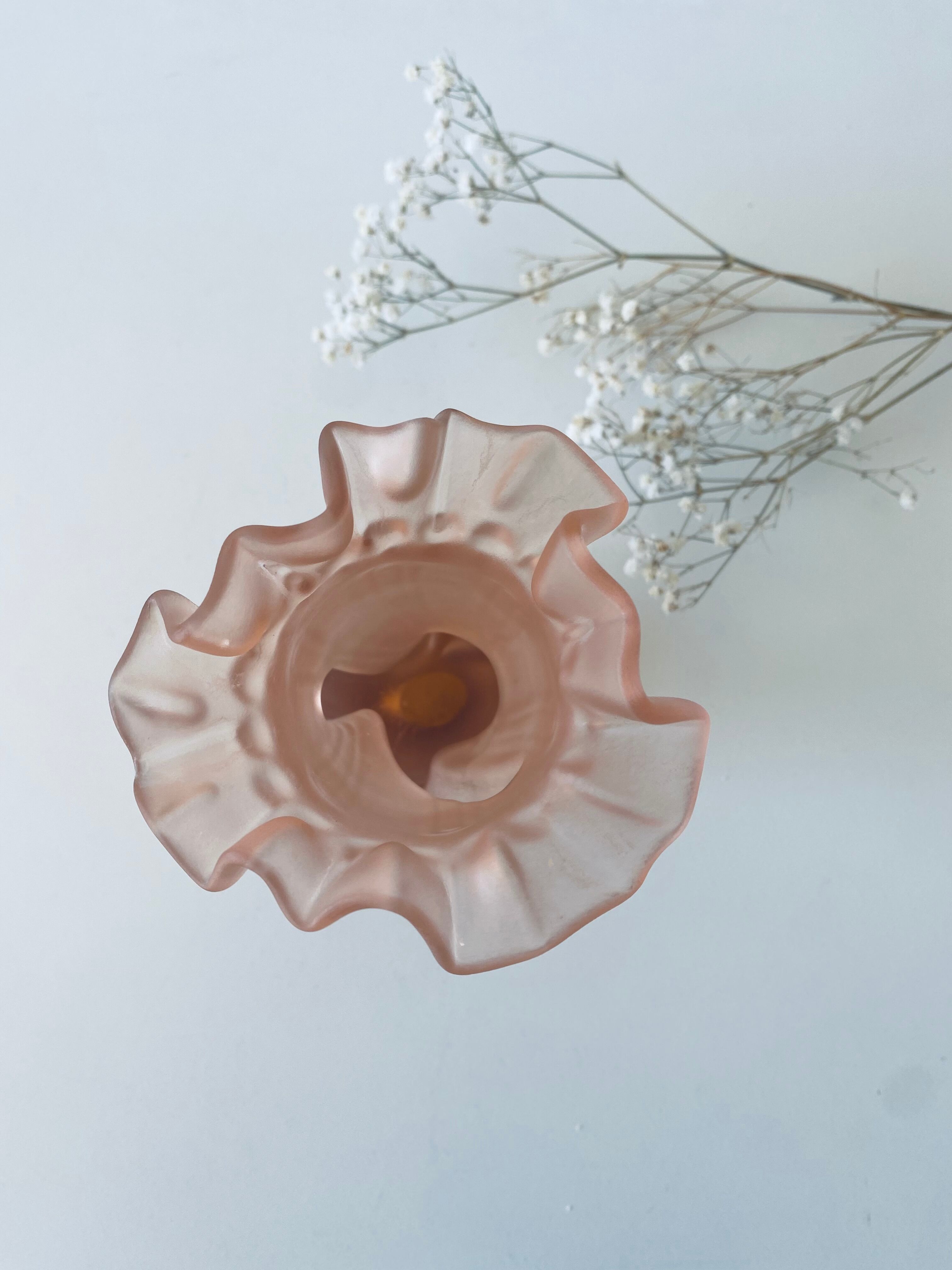 Art deco vase in pink frosted glass