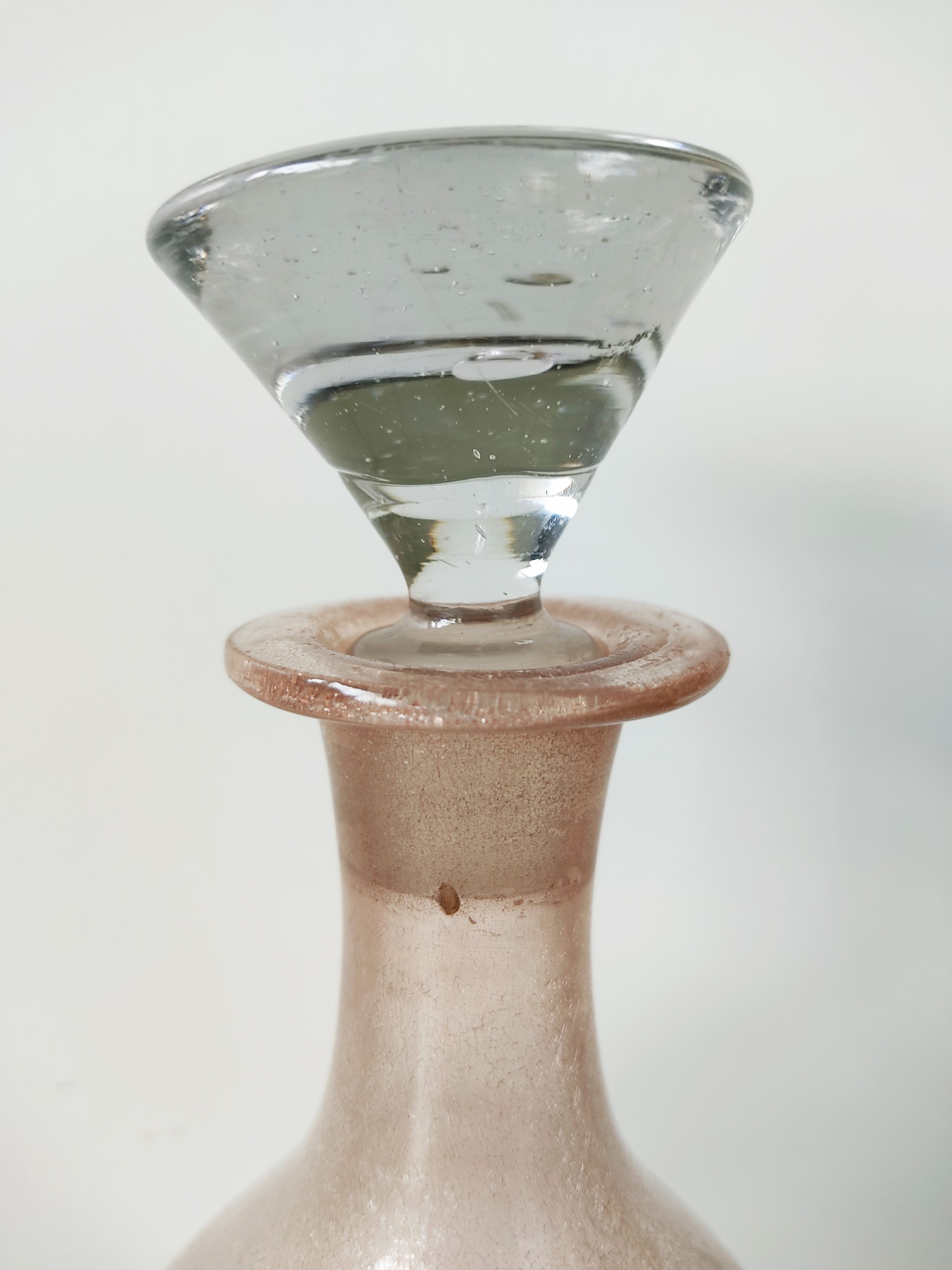 Frosted pale pink glass carafe 29 cm