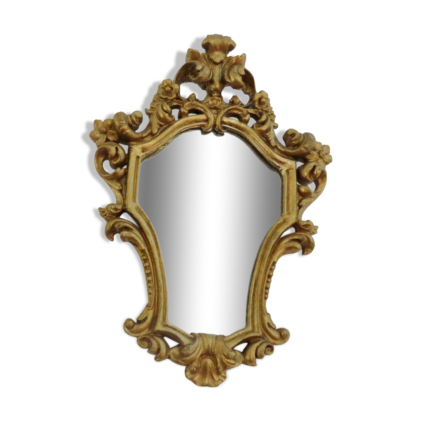 Baroque style mirror in gilded resin 60s 70s