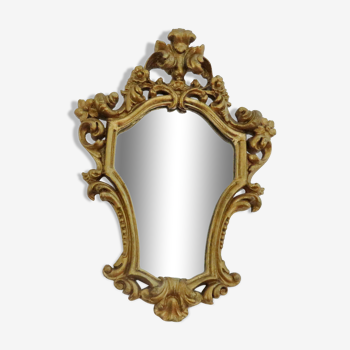 Miroir style baroque en résine dorée années 60 70
