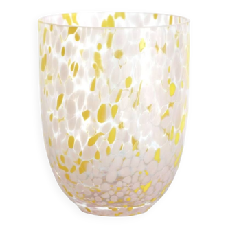 Verre à confettis jaune et rose